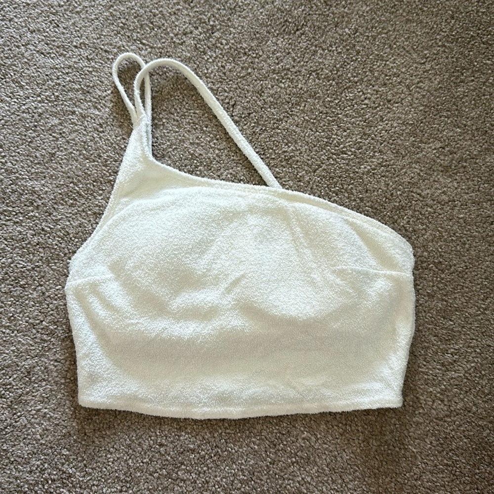 White fleece towering one shoulder top from Gilly Hicks/Hollister, in size XXS